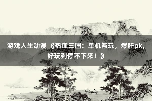 游戏人生动漫 《热血三国：单机畅玩，爆肝pk，好玩到停不下来！》