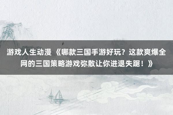 游戏人生动漫 《哪款三国手游好玩？这款爽爆全网的三国策略游戏弥散让你进退失踞！》